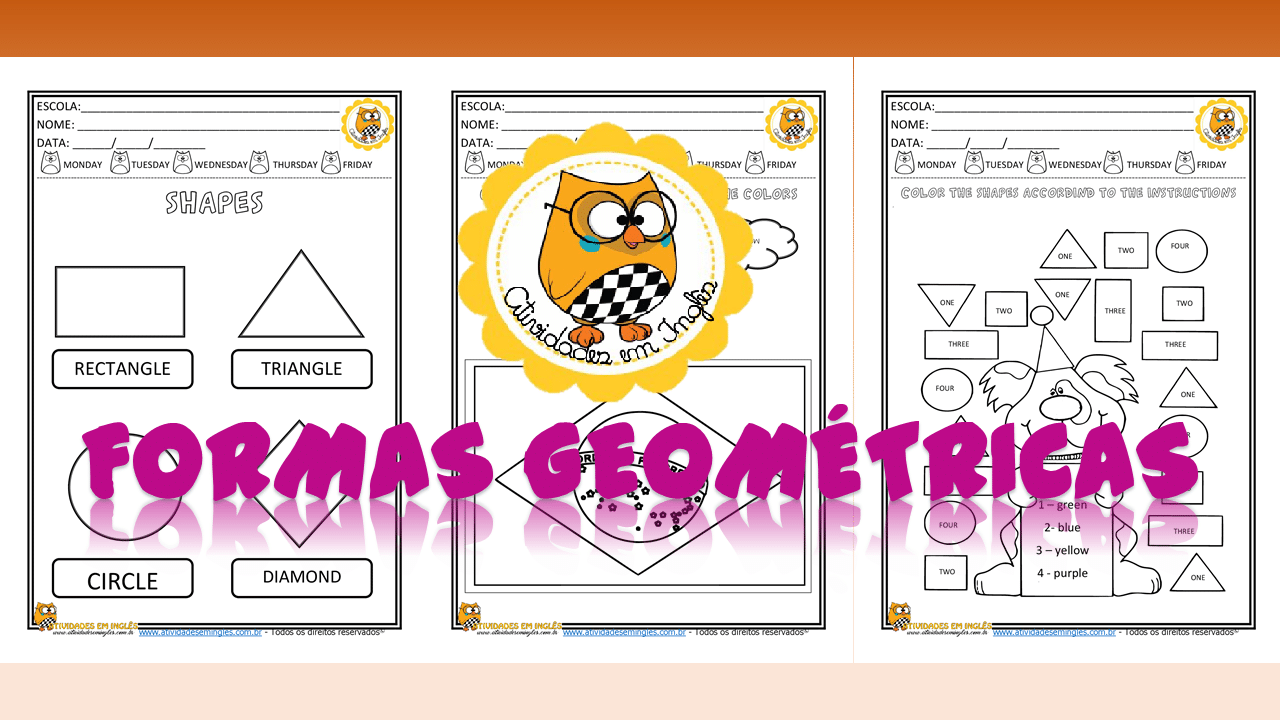 3 formas geométricas em INGLÊS