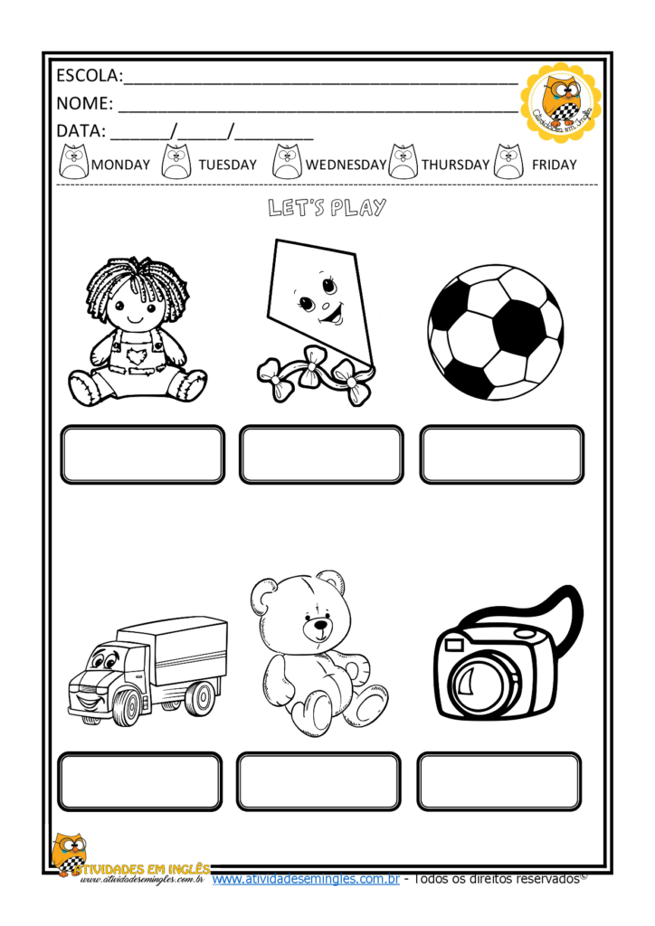 Brinquedos em inglês com atividades - Inglês Prático