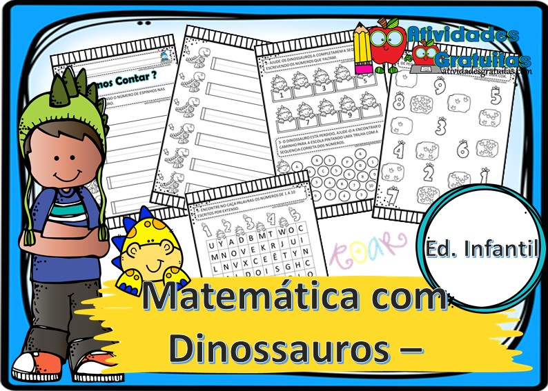 dinossauros tema matemática jogos planilha. matemático atividade