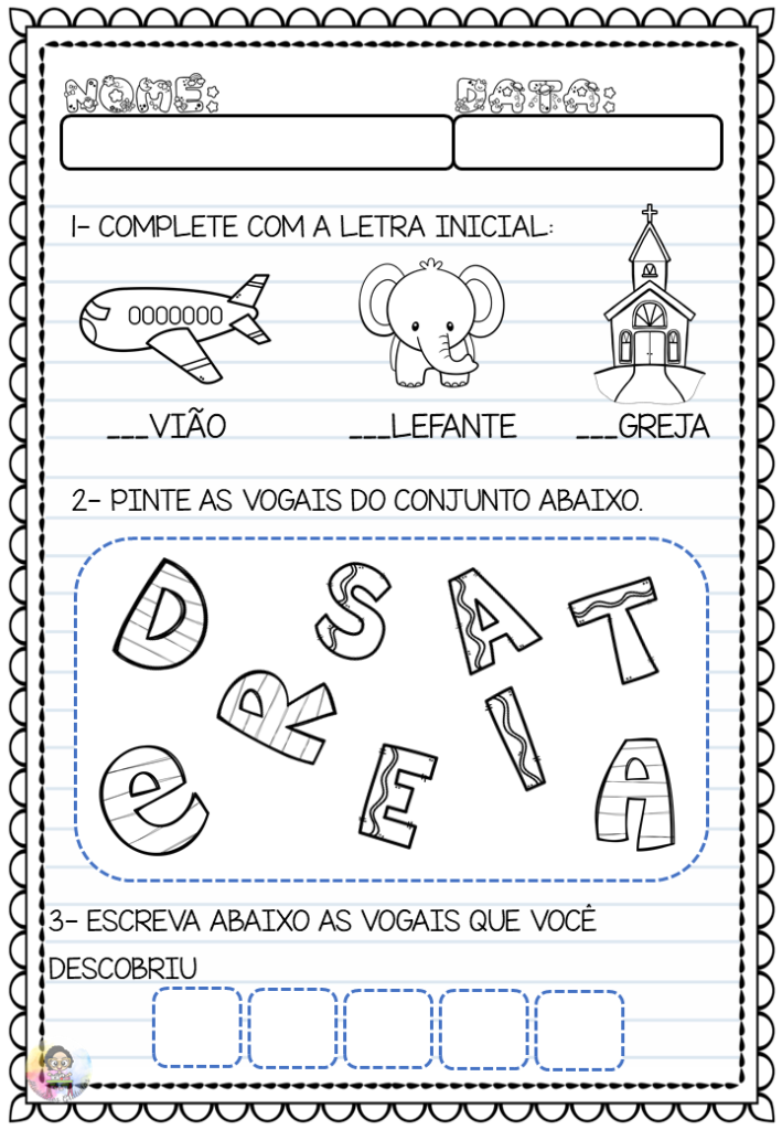 atividade vogais e letra inicial 