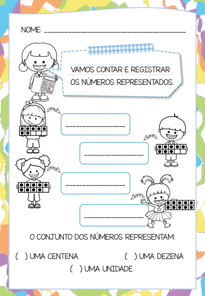 atividade de matemática 1 a 10 / números naturais 