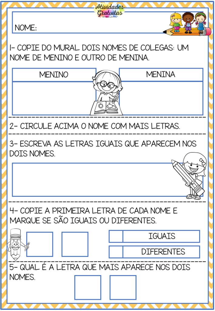 atividades letras do nome