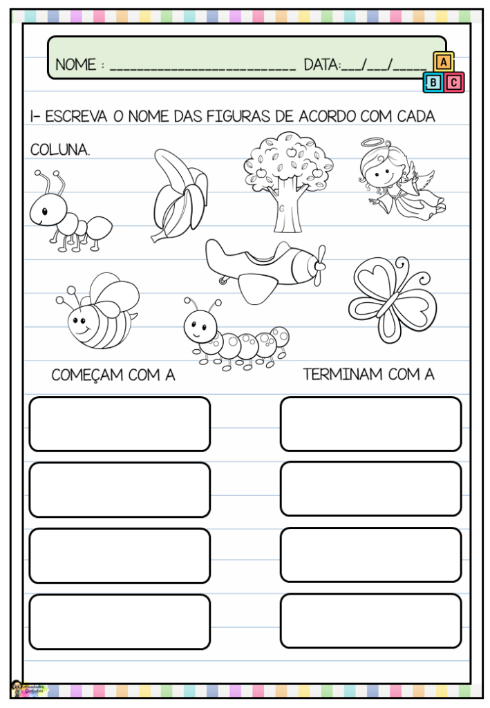 Atividade de alfabetização para o 1º ano