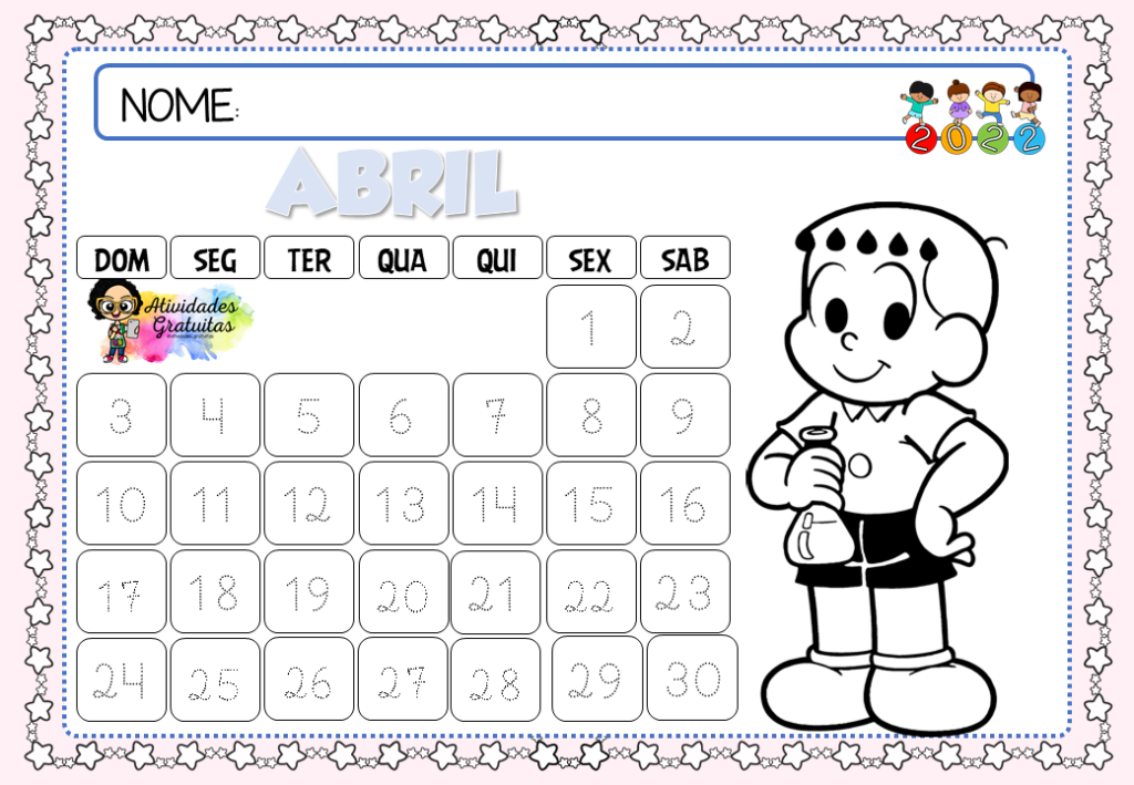 Calendário abril 2022