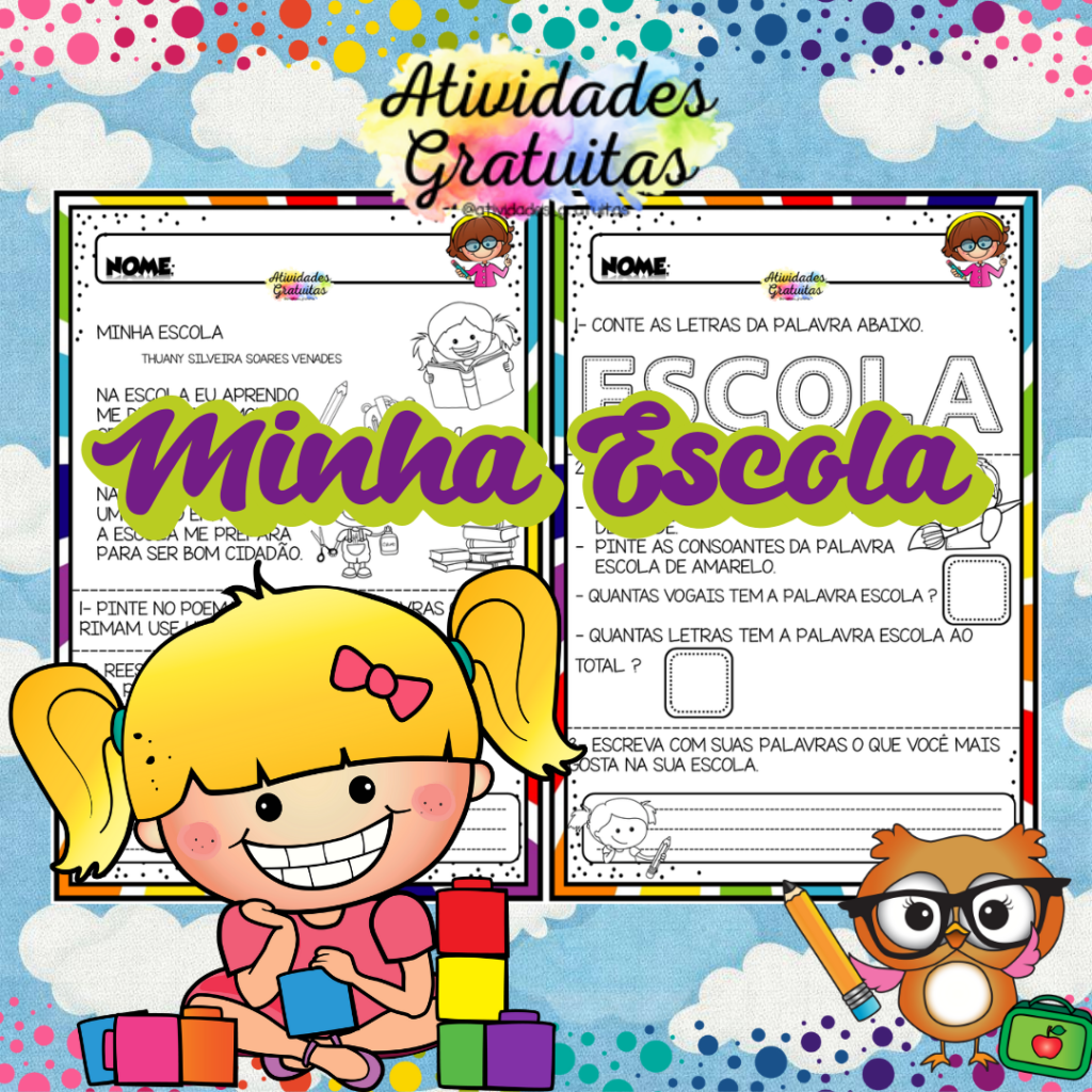 Atividades sobre a escola — 1.º ano