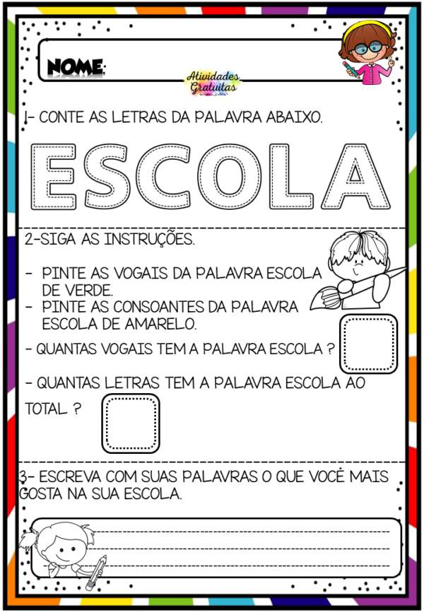 Atividades Sobre A Escola Ano